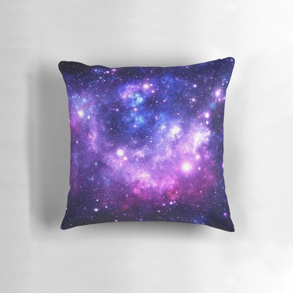 A vibrant galaxy nebula design decorative throw pillow