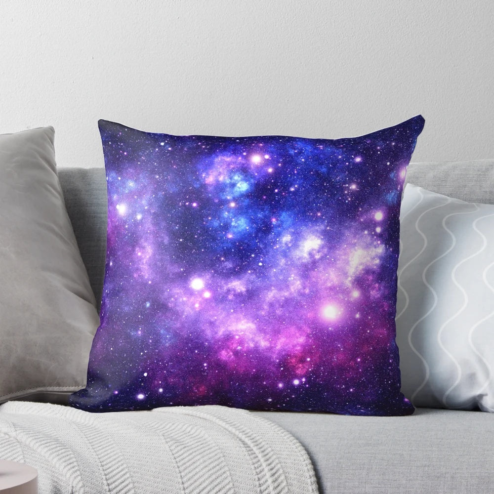 A vibrant galaxy nebula design decorative throw pillow