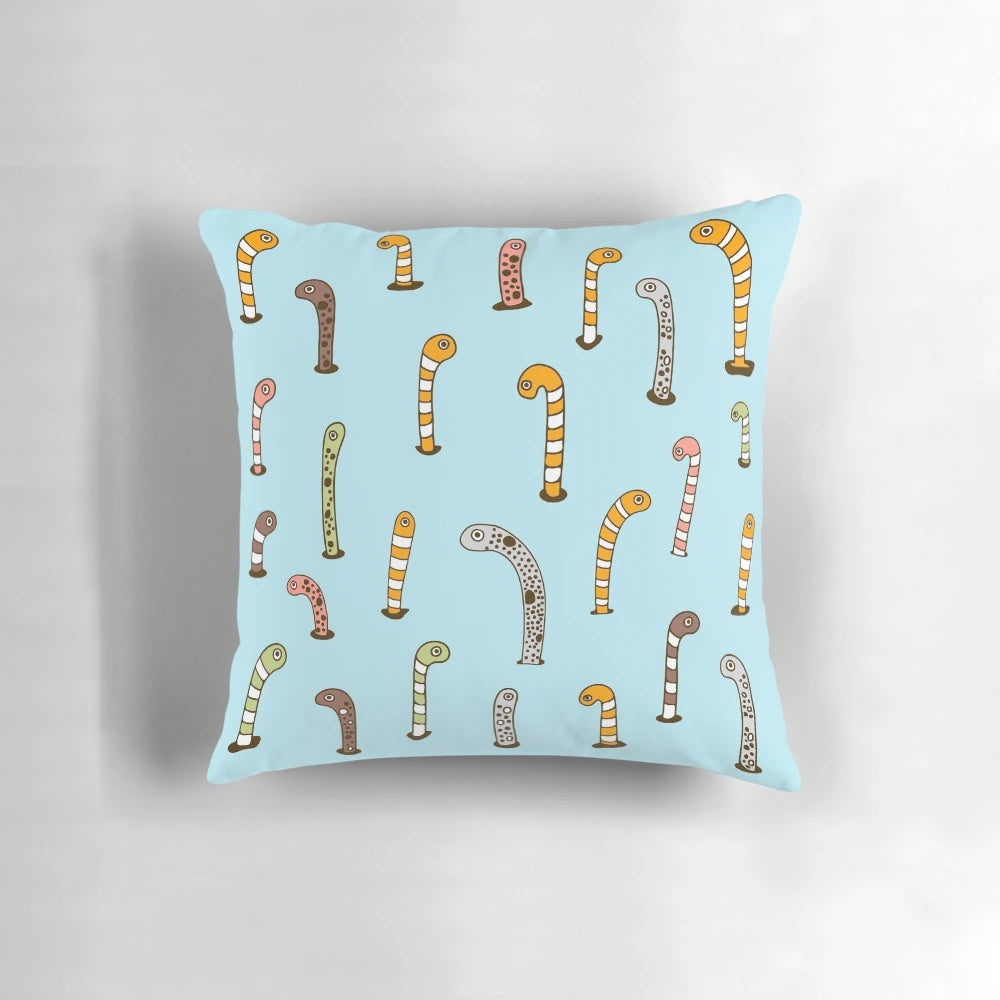 Colorful garden eel-patterned pillow for home and office decor