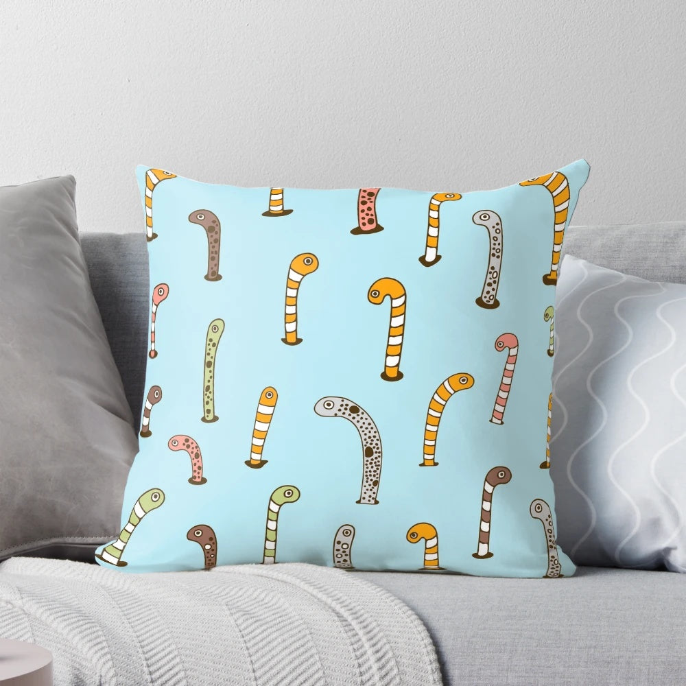 Colorful garden eel-patterned pillow for home and office decor