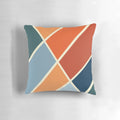 Colorful abstract geometric pillow with diagonal striped triangle pattern