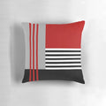 Colorful geometric pattern pillow with stripes and squares