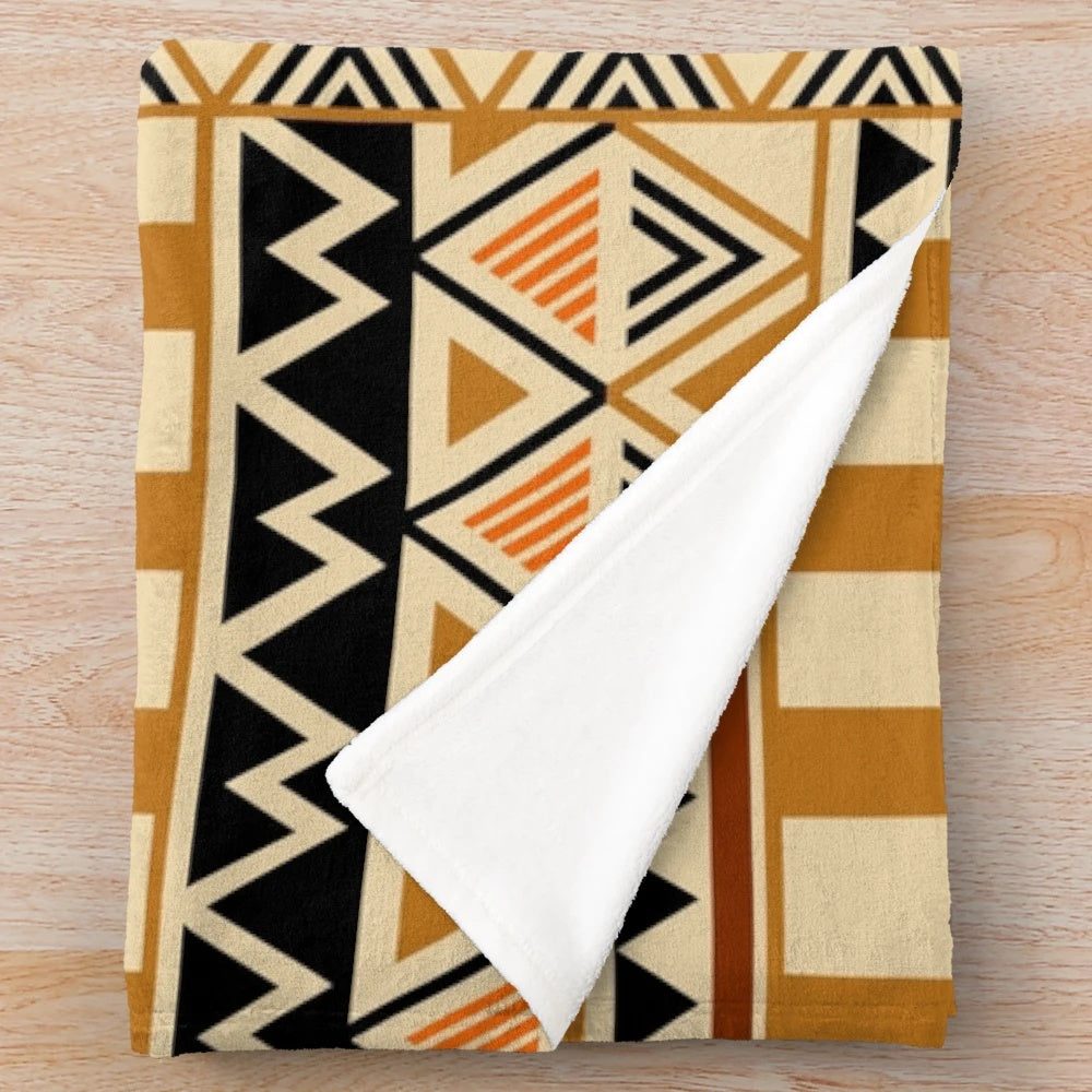 Geometric African tribal pattern plush blanket
