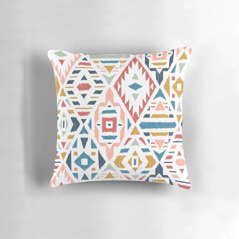 Multicolored geometric and tribal pattern Scandinavian-style decorative pillow