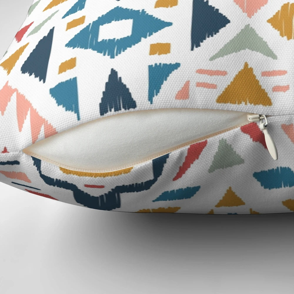 Multicolored geometric and tribal pattern Scandinavian-style decorative pillow