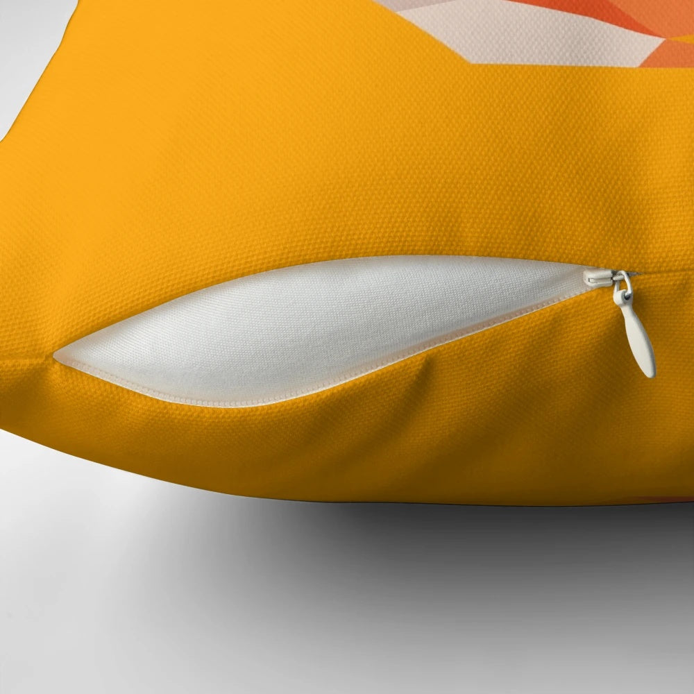 Vibrant geometric fox print pillow with pastel colors and a cute animal design