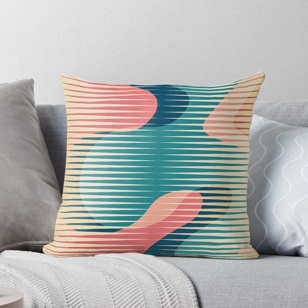 Papercuts 9 pillow with abstract, geometric patterns in a vibrant, colorful design