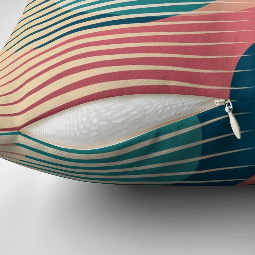 Papercuts 9 pillow with abstract, geometric patterns in a vibrant, colorful design
