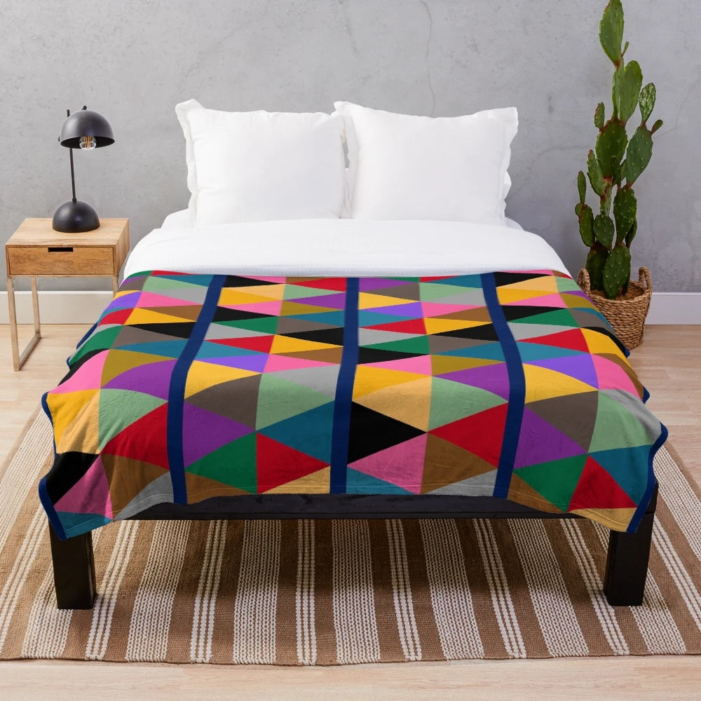 Vibrant geometric pattern plush blanket