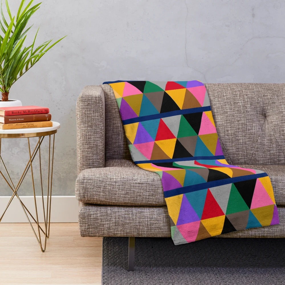 Vibrant geometric pattern plush blanket