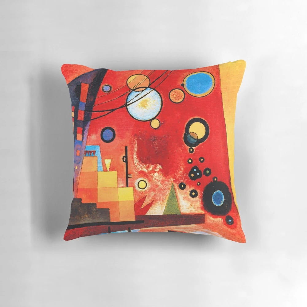 Pillow featuring abstract geometric design inspired by the work of Russian artist Wassily Kandinsky