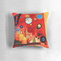 Pillow featuring abstract geometric design inspired by the work of Russian artist Wassily Kandinsky