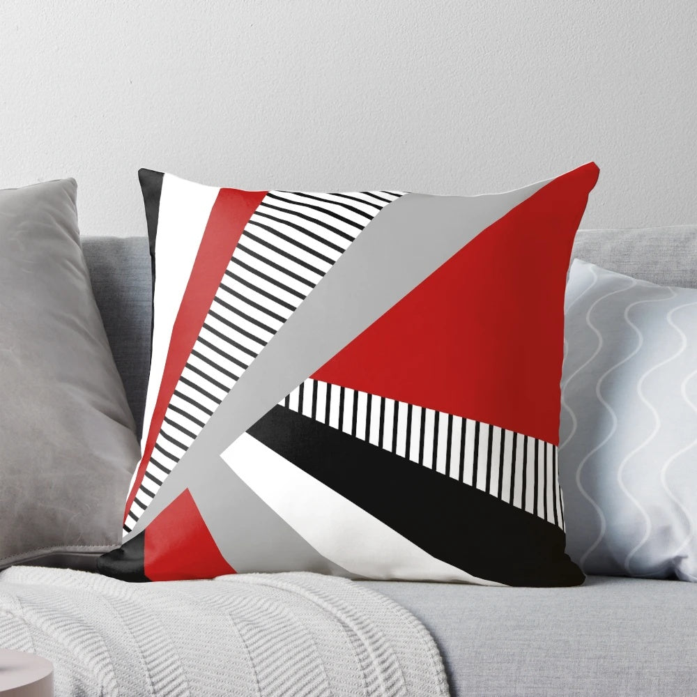 Colorful geometric pattern on a minimalist, modern pillow
