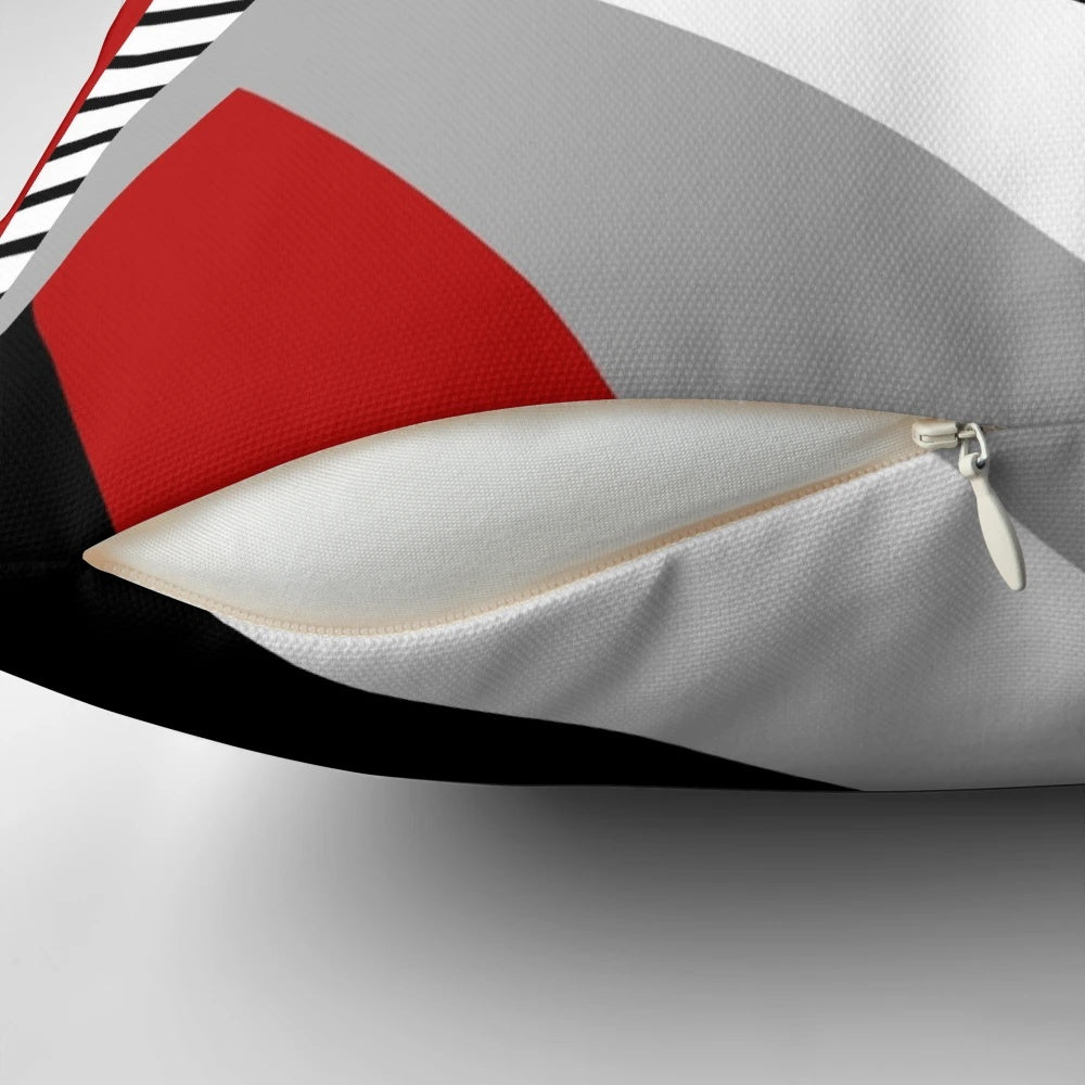 Colorful geometric pattern on a minimalist, modern pillow