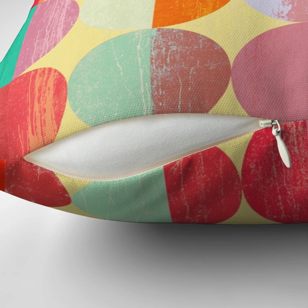 Sunrise Pillow with Geometric Circle Pattern in Warm Colors
