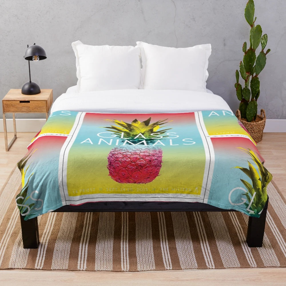 Glass Animals-inspired plush blanket with band's logo and album artwork