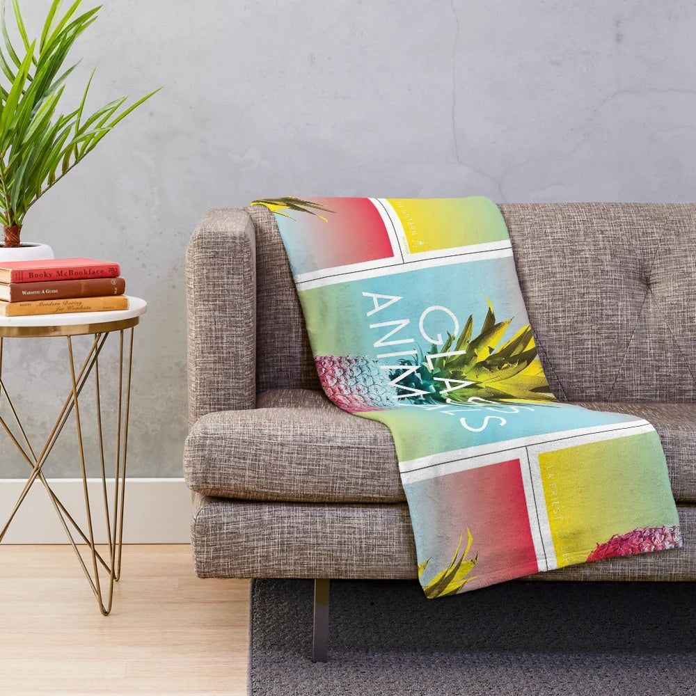 Glass Animals-inspired plush blanket with band's logo and album artwork