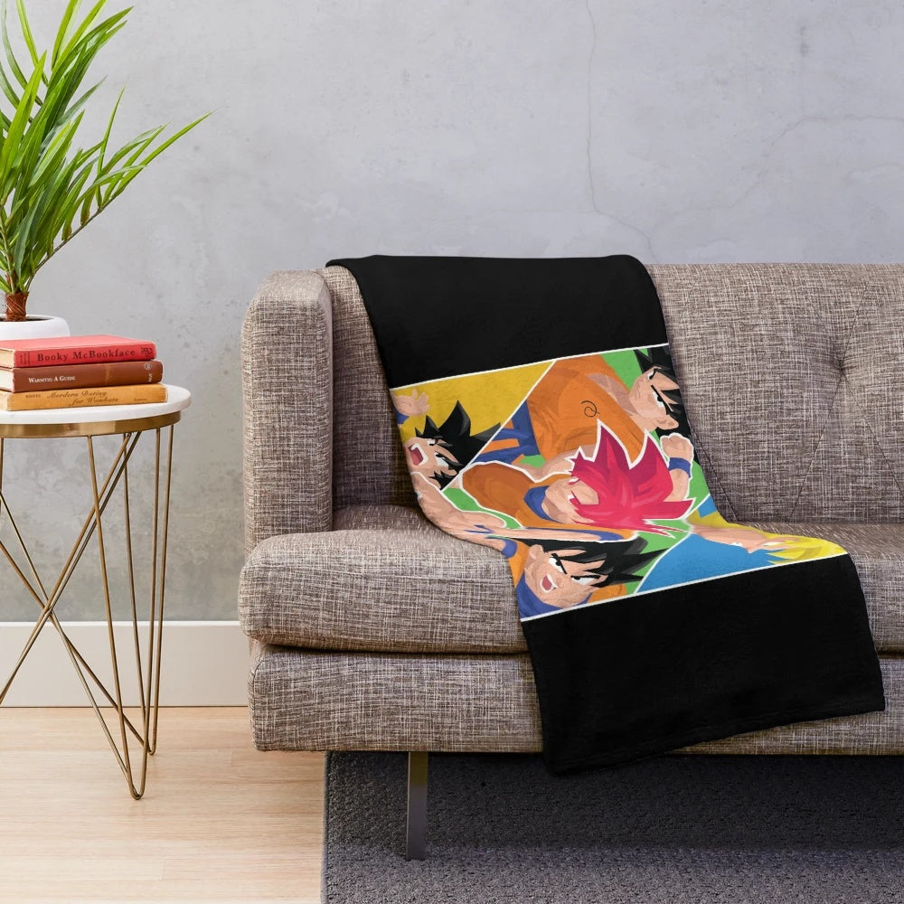 Colorful Goku plush blanket with dragon ball z vector art design