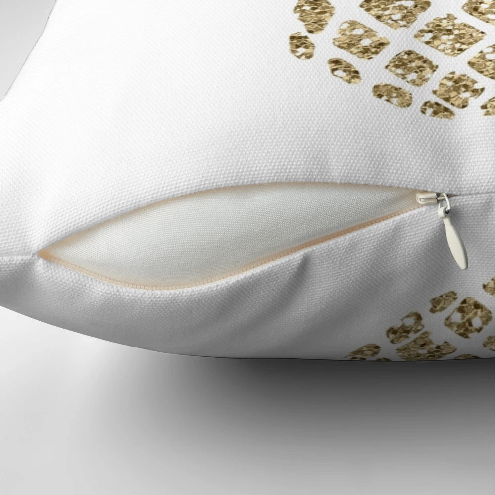 A plush, decorative pillow featuring a gold glittering pineapple design in a watercolor-inspired, colorful splash pattern.