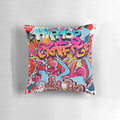 Graffiti-inspired pillow with bold, abstract design