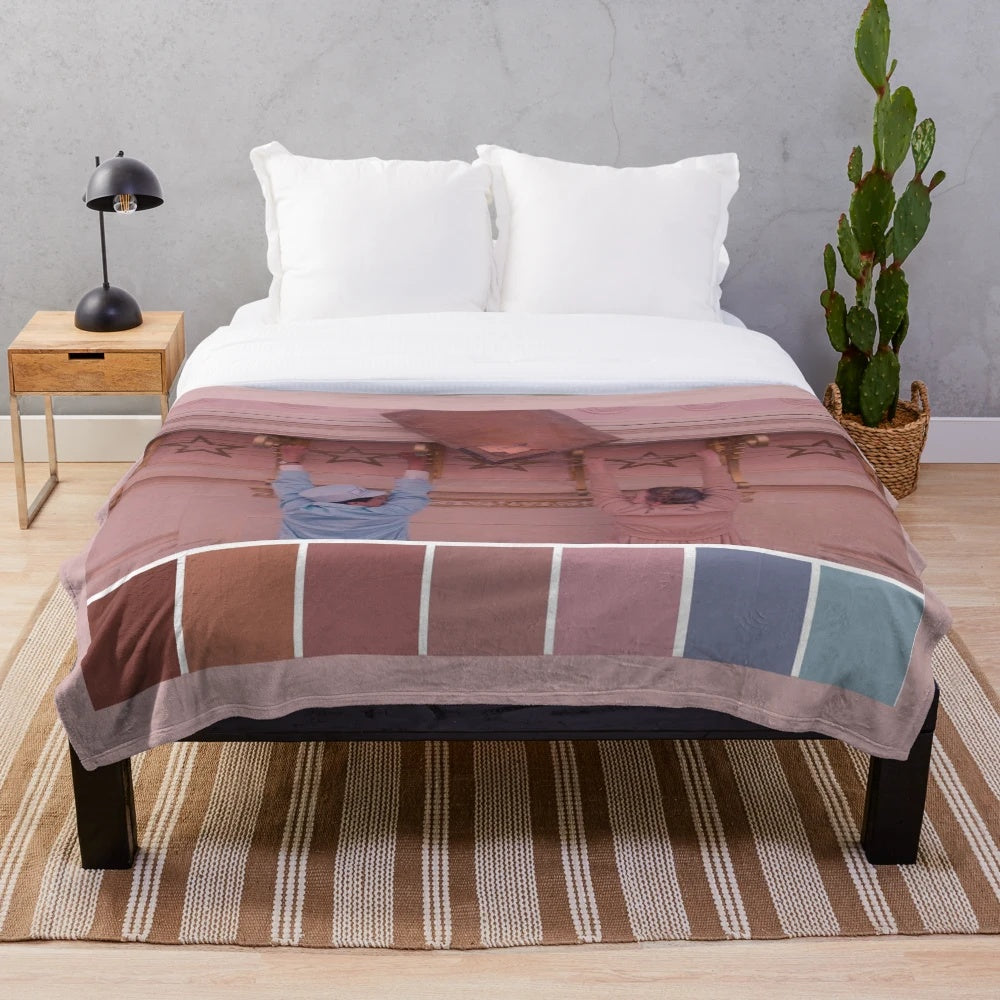 Grand Budapest Hotel inspired plush blanket in a vibrant color palette