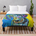 Colorful great dane painting on a plush blanket