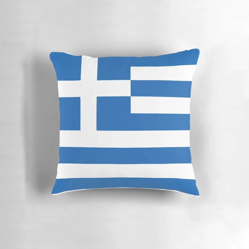 Vibrant Greek flag decorative throw pillow