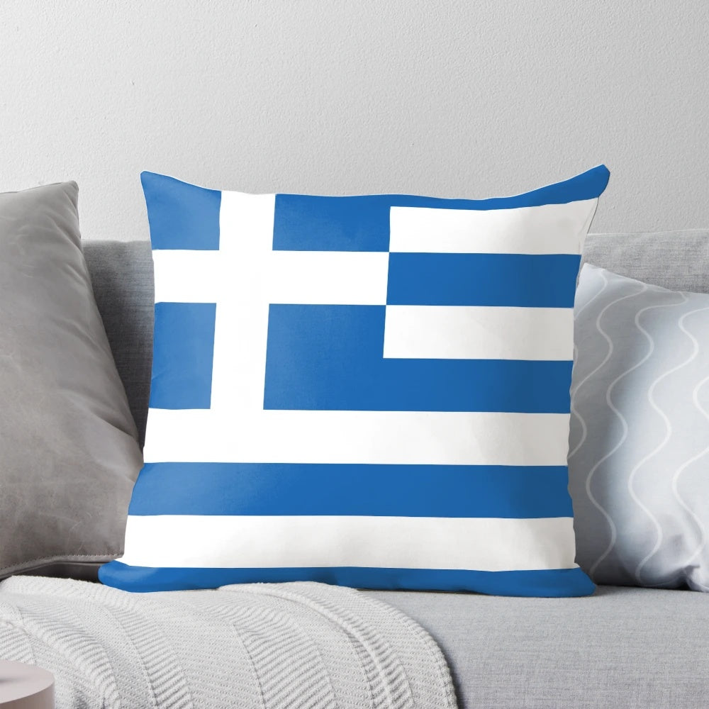 Vibrant Greek flag decorative throw pillow