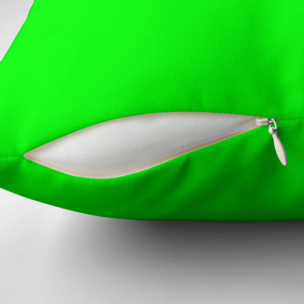 Vibrant green electric solid color minimalist decorative throw pillow