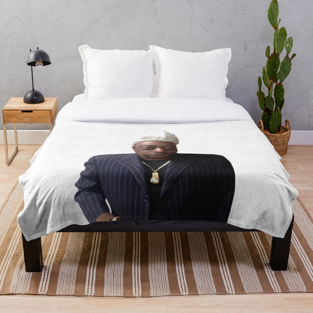 Beetlejuice-inspired green plush blanket