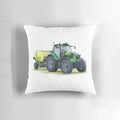 Painting of a green tractor on a Pillow POD product