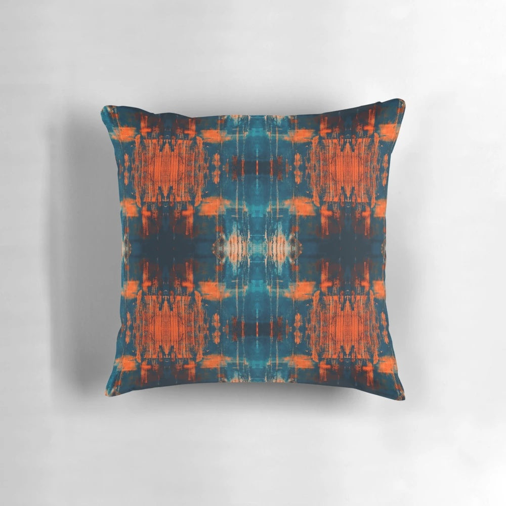 Colorful grunge abstract art print on a decorative throw pillow