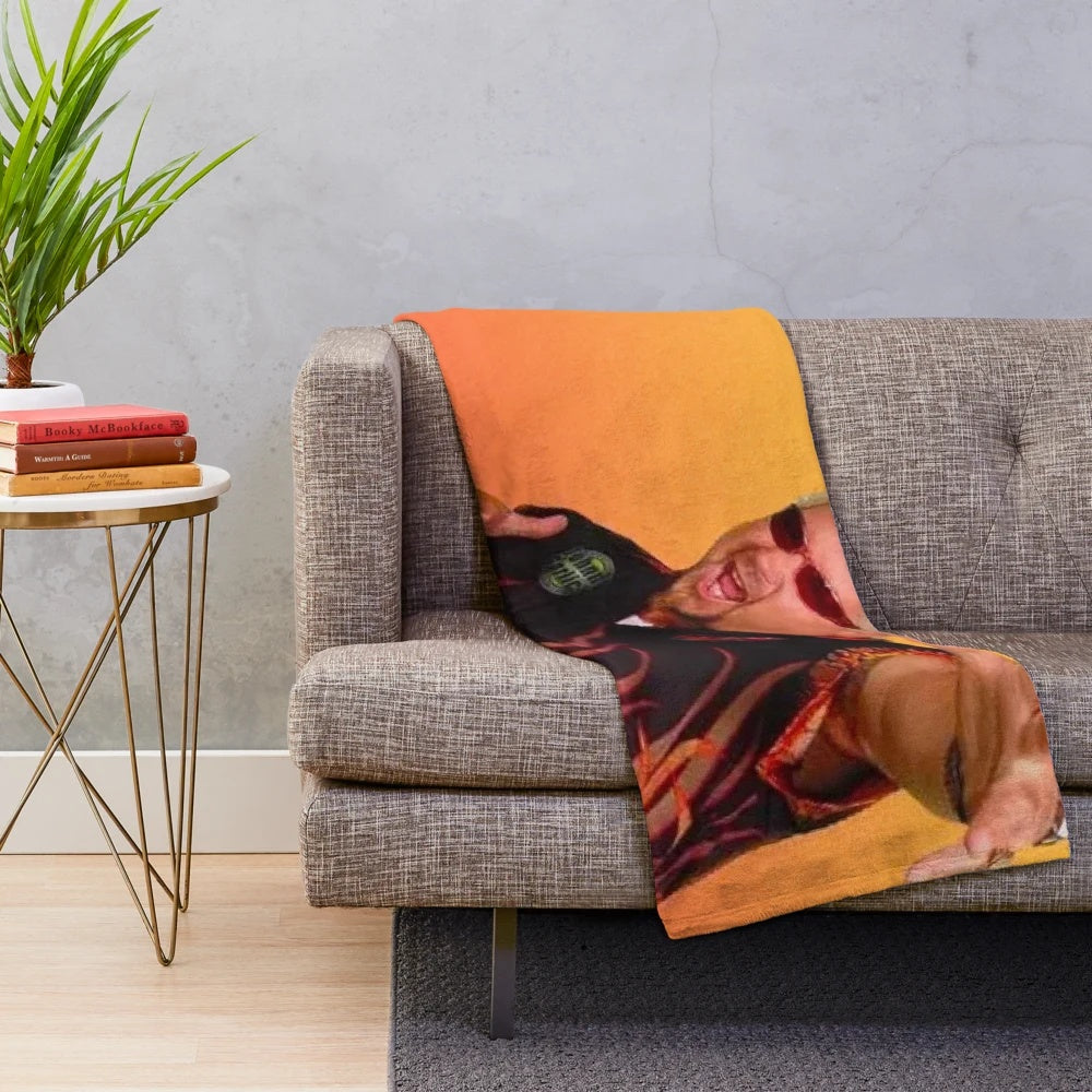 Guy Fieri inspired plush blanket with flame design