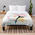 Gwen Stacy-inspired plush blanket with watercolor art and spider-girl design