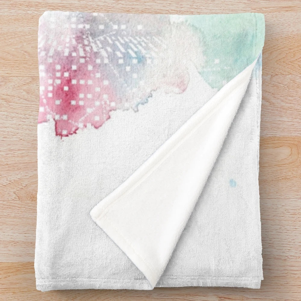Gwen Stacy-inspired plush blanket with watercolor art and spider-girl design