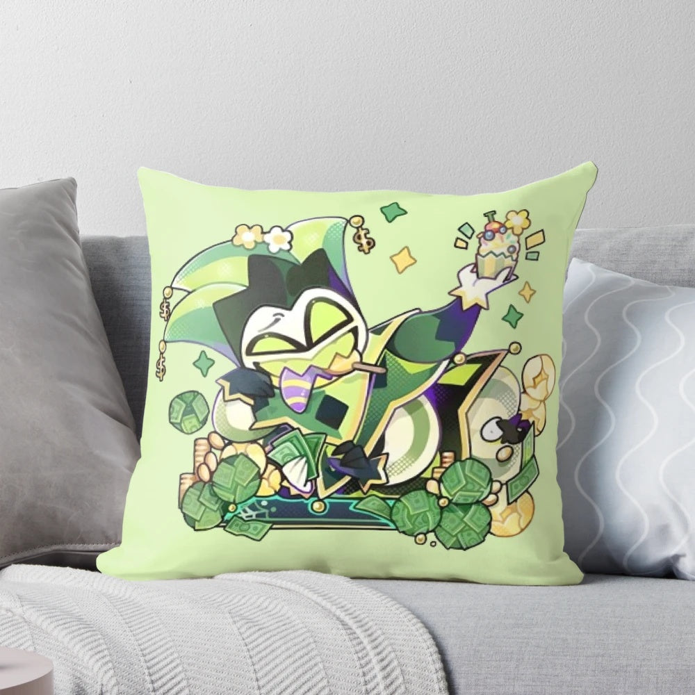 Colorful chibi sticker design featuring Mammon from the Helluva Boss animated series