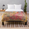 Colorful plush blanket featuring Henry Darger-inspired art