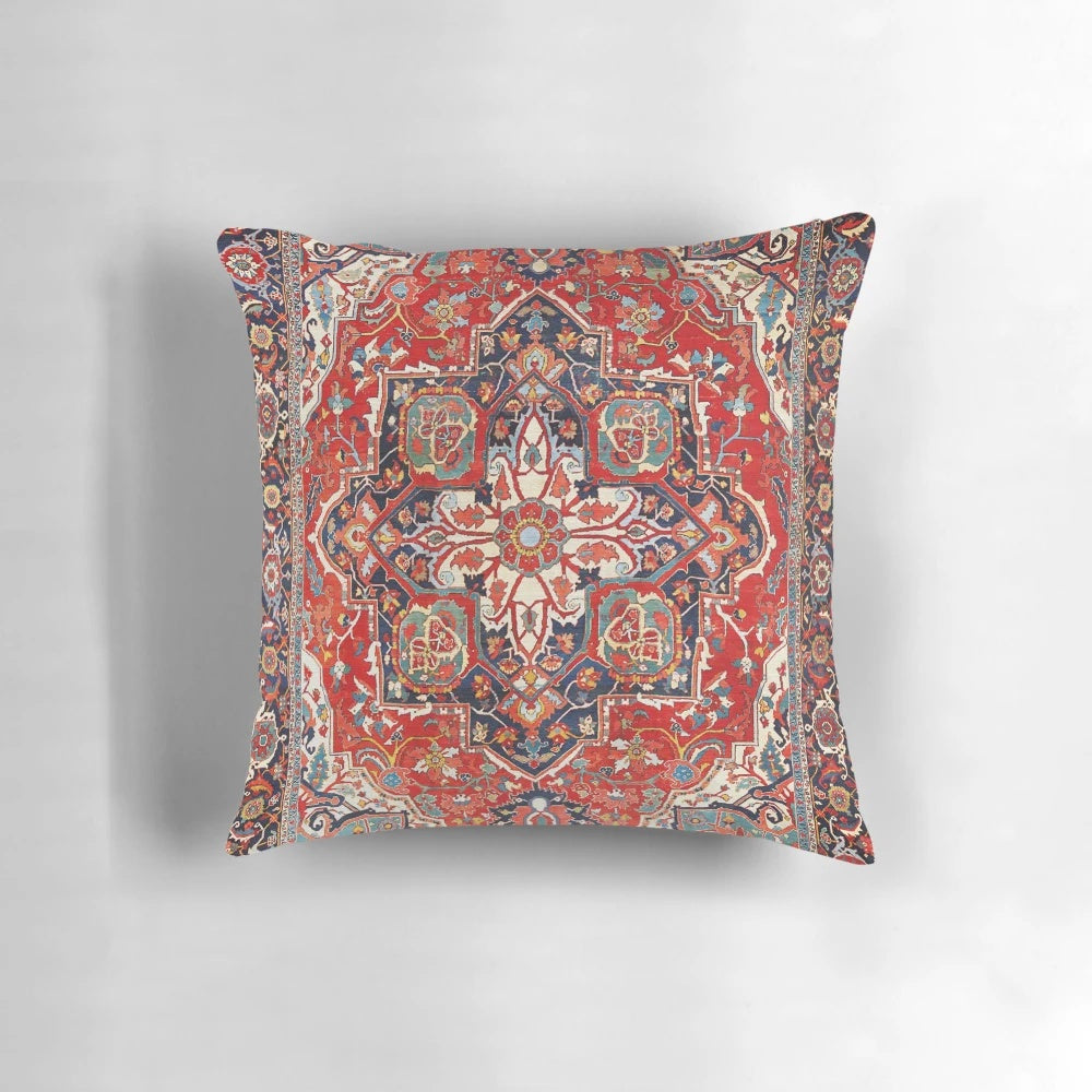 Heriz-inspired pillow with a vibrant Persian rug design