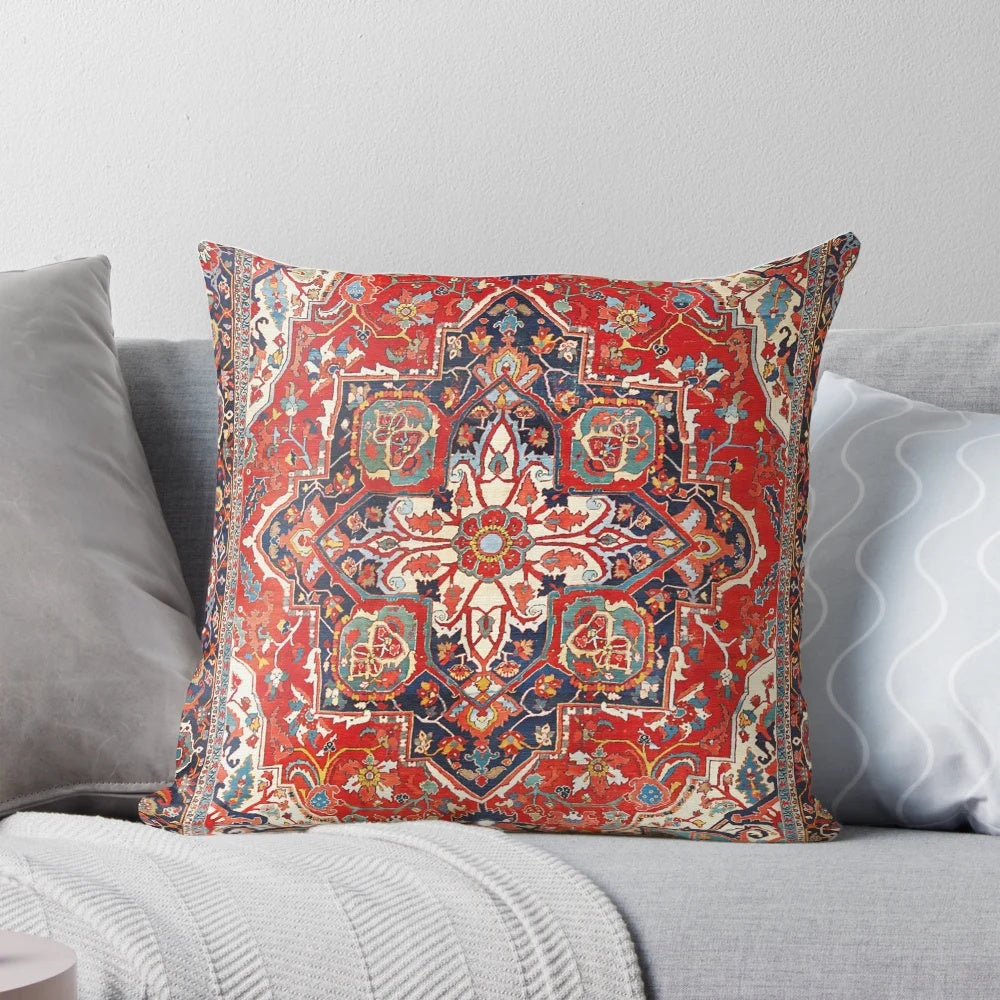 Heriz-inspired pillow with a vibrant Persian rug design