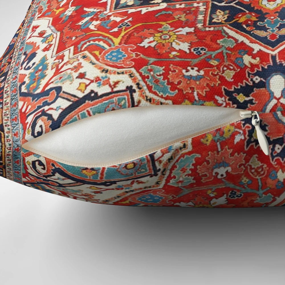 Heriz-inspired pillow with a vibrant Persian rug design