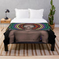 Colorful and abstract plush blanket with hippy punk design