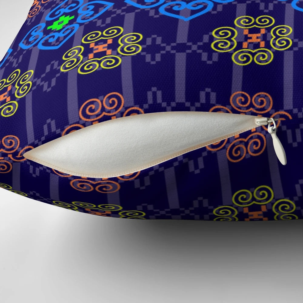 Hmong tribal patterns pillow with vibrant nature-inspired abstract designs