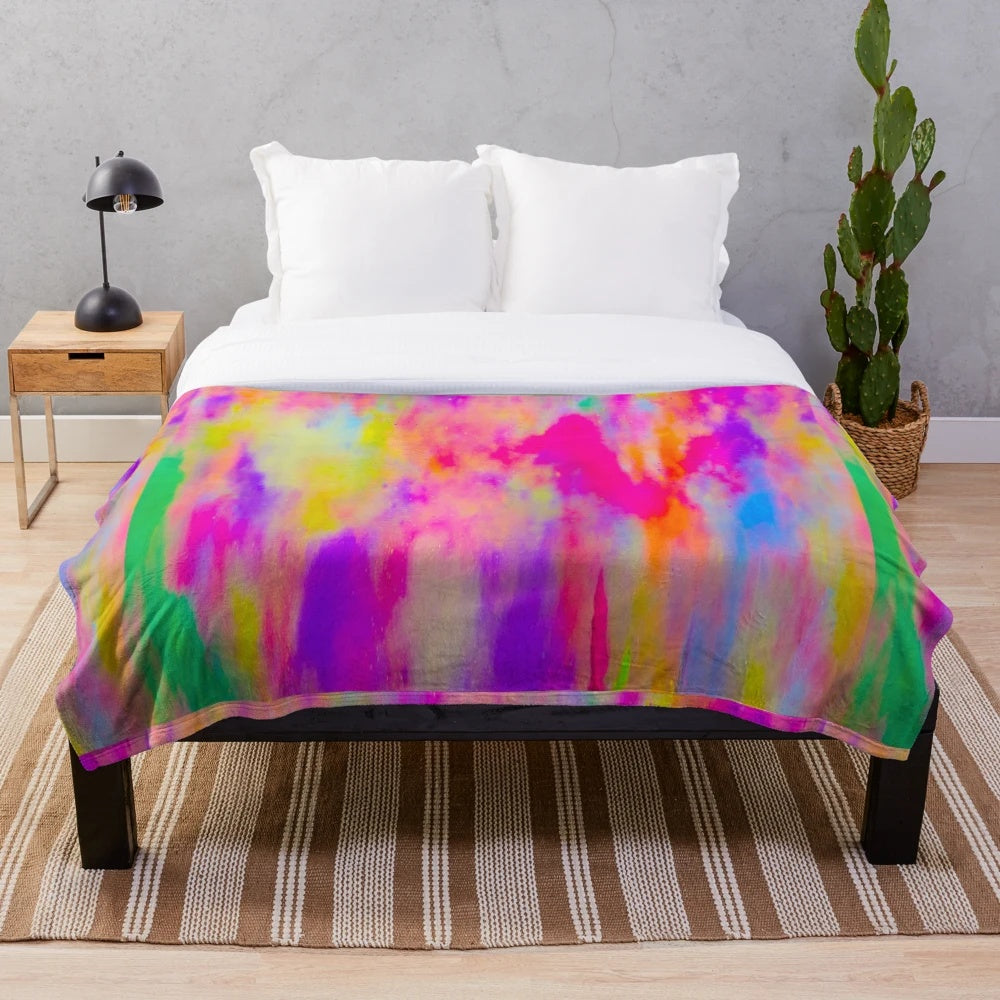 Colorful Holi Festival Plush Blanket