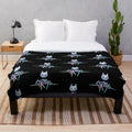Holographic iridescent plush blanket featuring the iconic Stray game logo in a pastel color palette