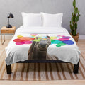 Colorful horse pop art design on a soft, plush blanket