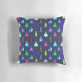 Colorful horse racing jockey silks pattern on a navy blue throw pillow