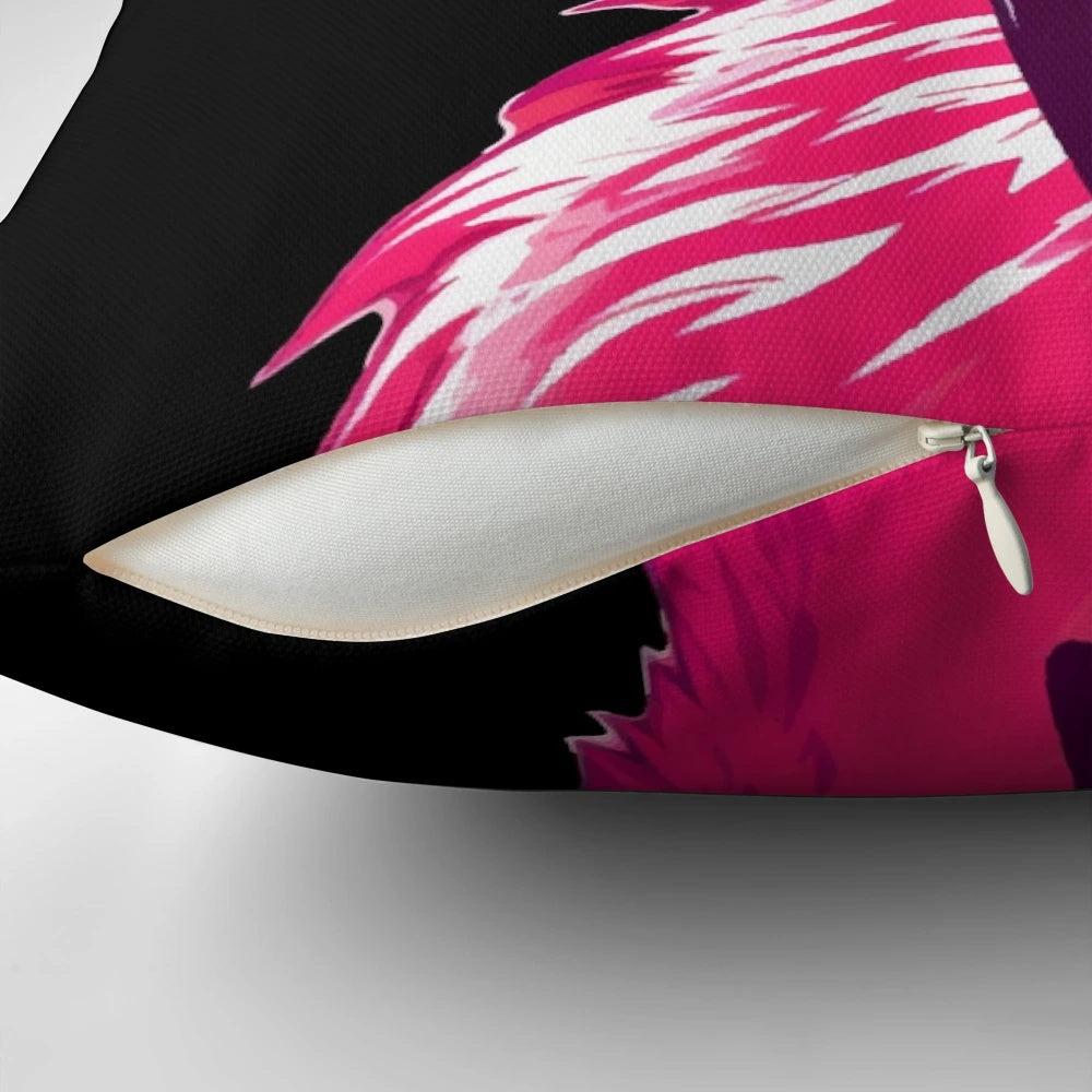 Vibrant hot pink flamingo throw pillow with a stylish, aesthetic design for modern home decor.