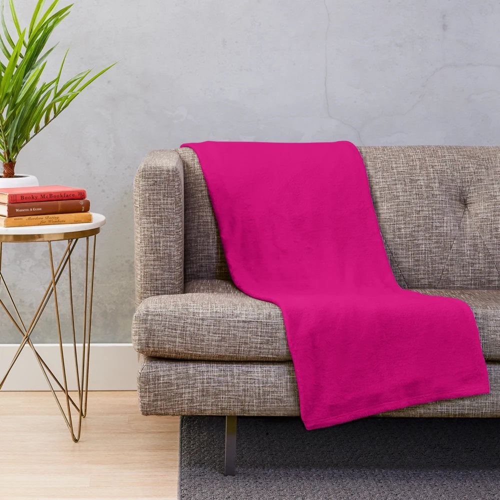 Hot pink fuchsia solid color plush blanket