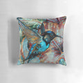 Colorful Pillow featuring a Realistic Hummingbird Painting by Renowned Artist Lea Roche