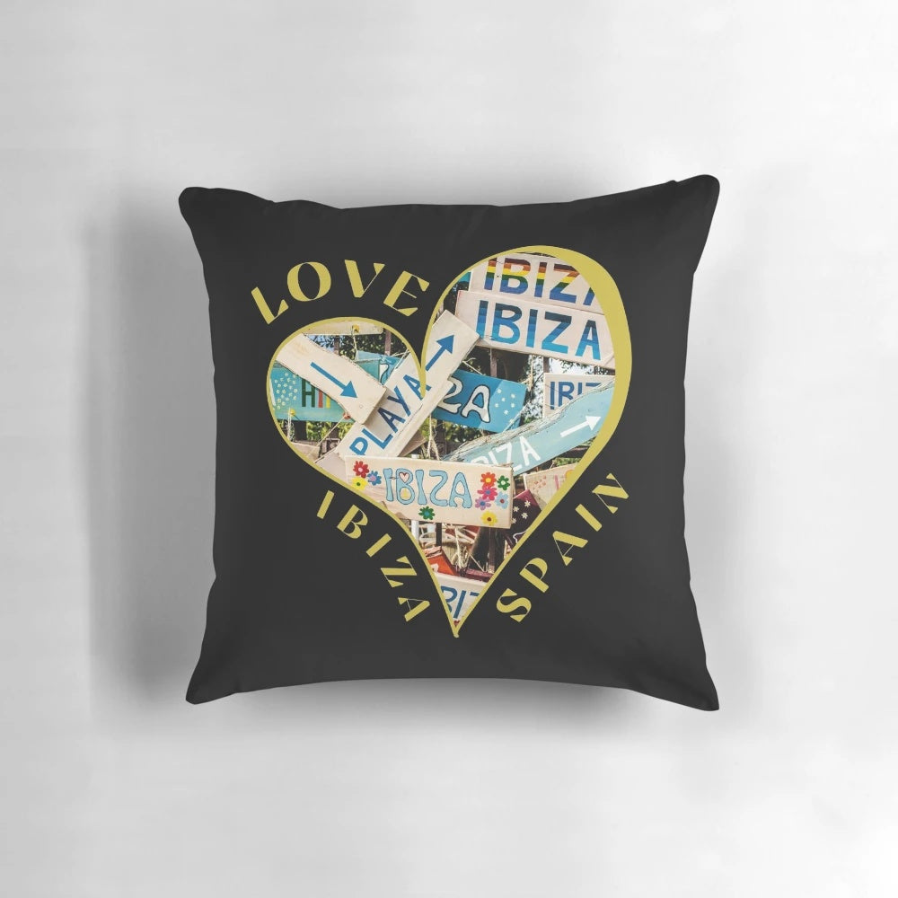 Vibrant Ibiza Spain Pillow showcasing the beautiful and colorful Balearic Islands